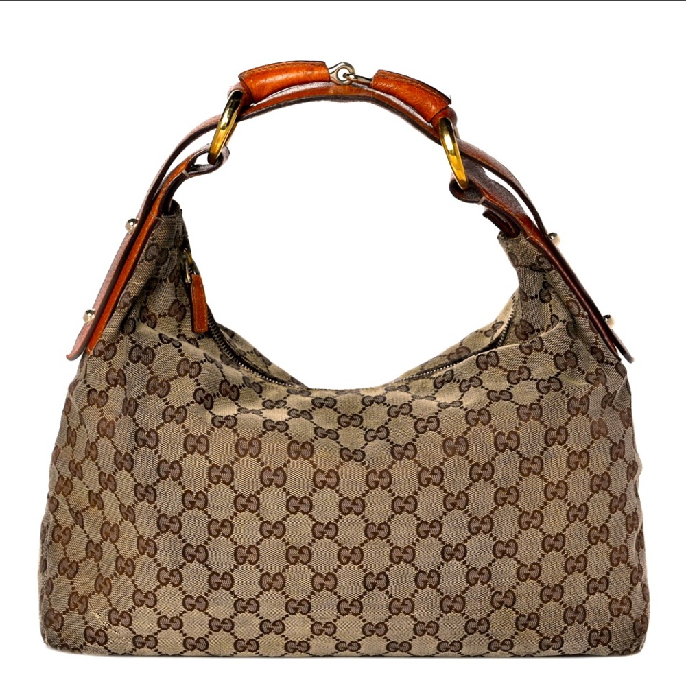 Gucci Medium Horsebit Chain HOBO in Light Brown